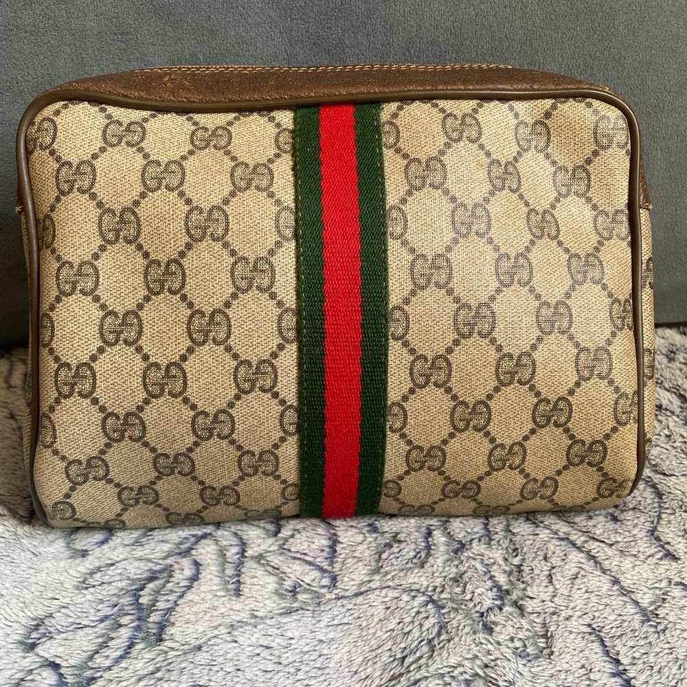 Gucci GG Men's PVC and Leather Toiletry Clutch Bag, Vintage - Picture 9 of 15